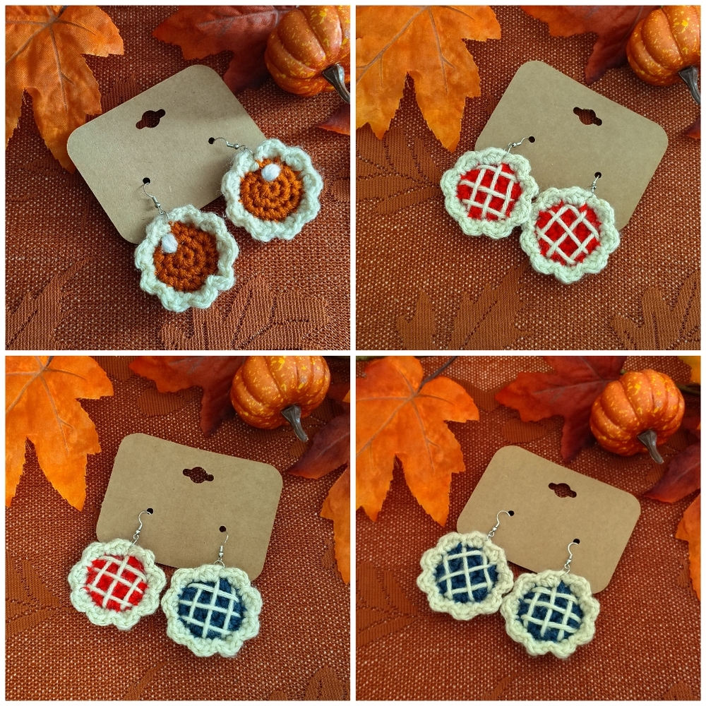 Handmade Pie Earrings Pumpkin, Blueberry, Cherry, OR Mismatched